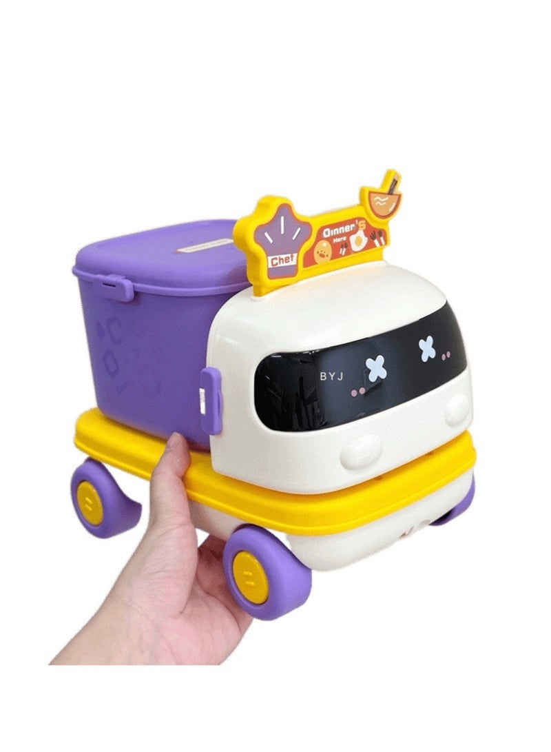 Hihonor Kids' Pull-String Cart Playset with Medical Makeup Station & Storage – Interactive Multifunctional Cooking and Baking Toy for Youngsters, Plastic, Educational Role-Playing Game (Purple) - Image 4